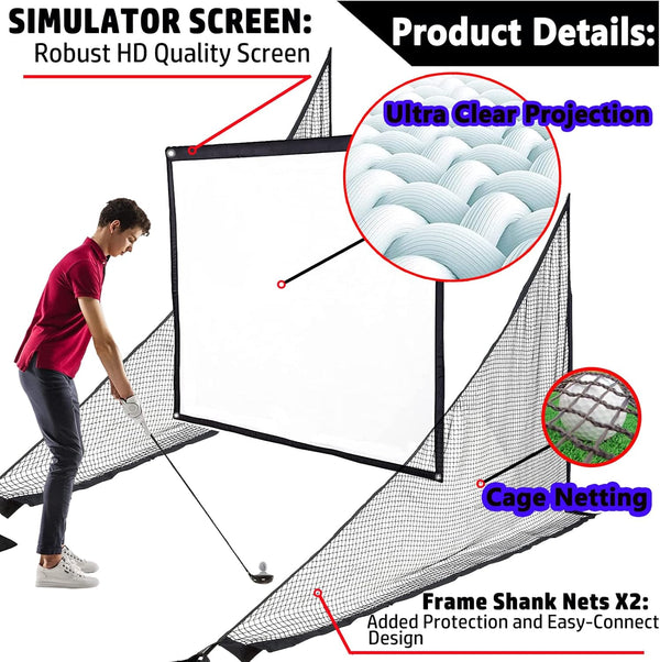 Golf Simulator Impact Screen with Black Double Layer Blackout Cloth Shank Side N