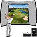 Golf Net with Simulator Impact Screen and Target Cloth, 10X8Ft Golf Practice Net for Backyard, Portable Heavy Duty Golf Hitting Net for Outdoor Indoor