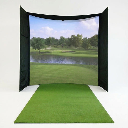 DIY Golf Simulator Impact Screen Frame Enclosure Kit Set, Use with Simulators, Durable Fabric with Velcro, Reinforced Black Border, 9.8'X9.8'X4.9' — Studio Shot