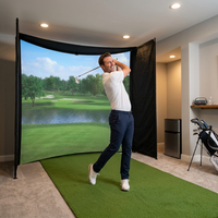 DIY Golf Simulator Impact Screen Frame Enclosure Kit Set, Use with Simulators, Durable Fabric with Velcro, Reinforced Black Border, 9.8'X9.8'X4.9' — Lifestyle