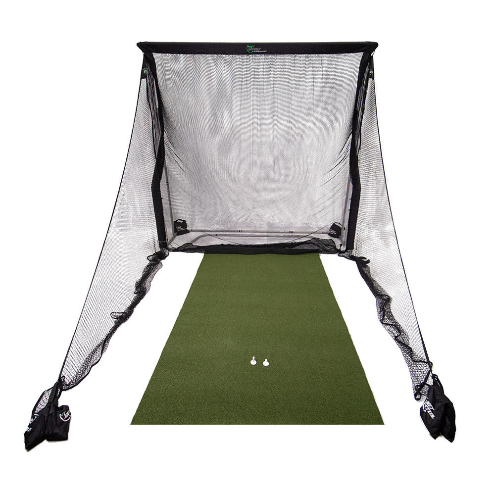 The Net Return Pro XL Package golf training aid with hitting net, hitting mat, and accessories for practice and swing training.