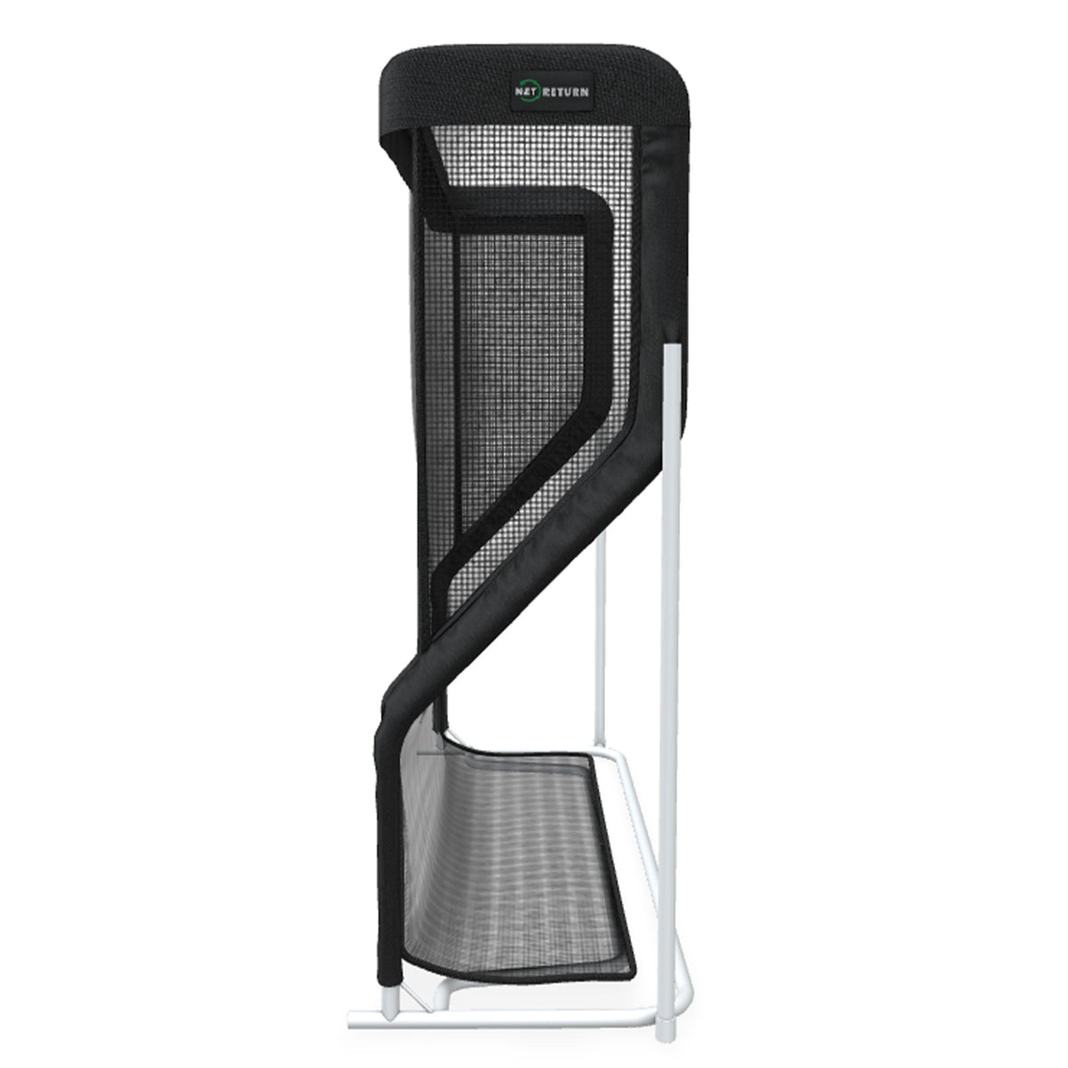The Net Return Pro XL golf training aid with large net and sturdy frame, suitable for practicing golf swings and shots.