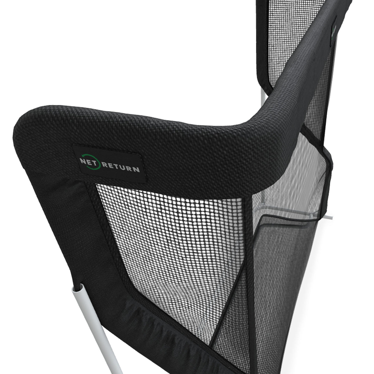 Golf training aid featuring The Net Return Pro XL Net with a spacious hitting area and durable frame for practice.