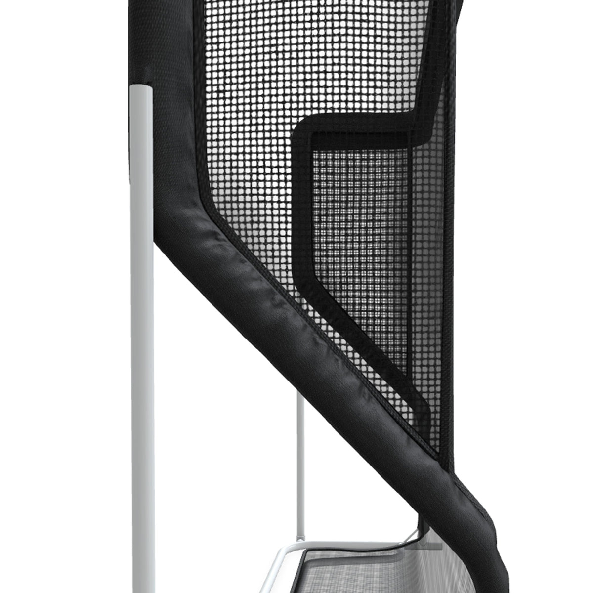 Golf training aid, The Net Return Pro XL Net, with sturdy frame and net setup for practicing golf swings indoors or outdoors.