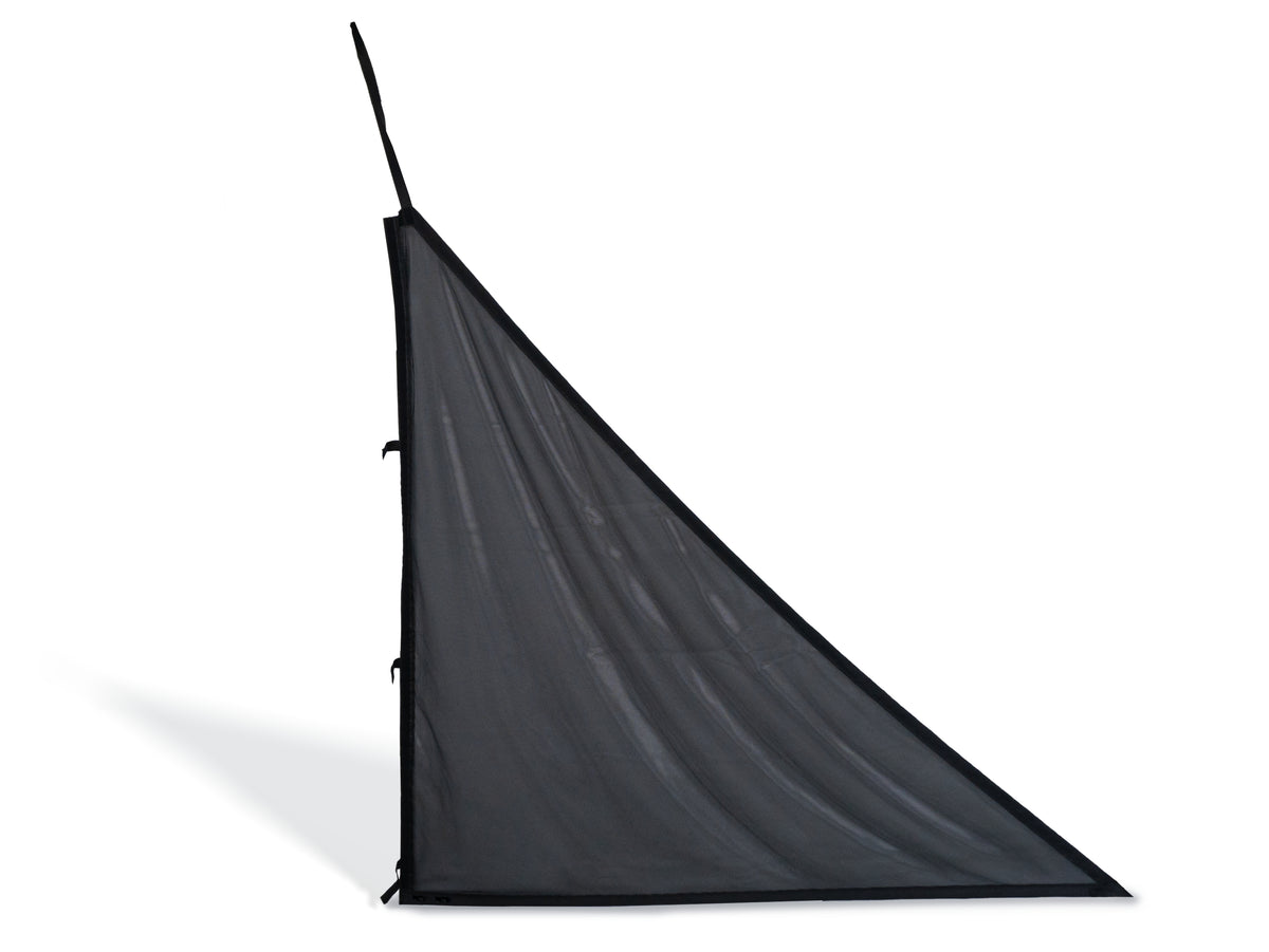 Impact Sports triangular net barriers for golf simulator, sturdy safety net for practicing golf swings indoors.
