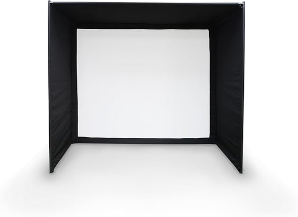 Impact Sports Standard Golf Simulator Enclosure showing a sturdy, enclosed structure with padded sides for safe golf practice.