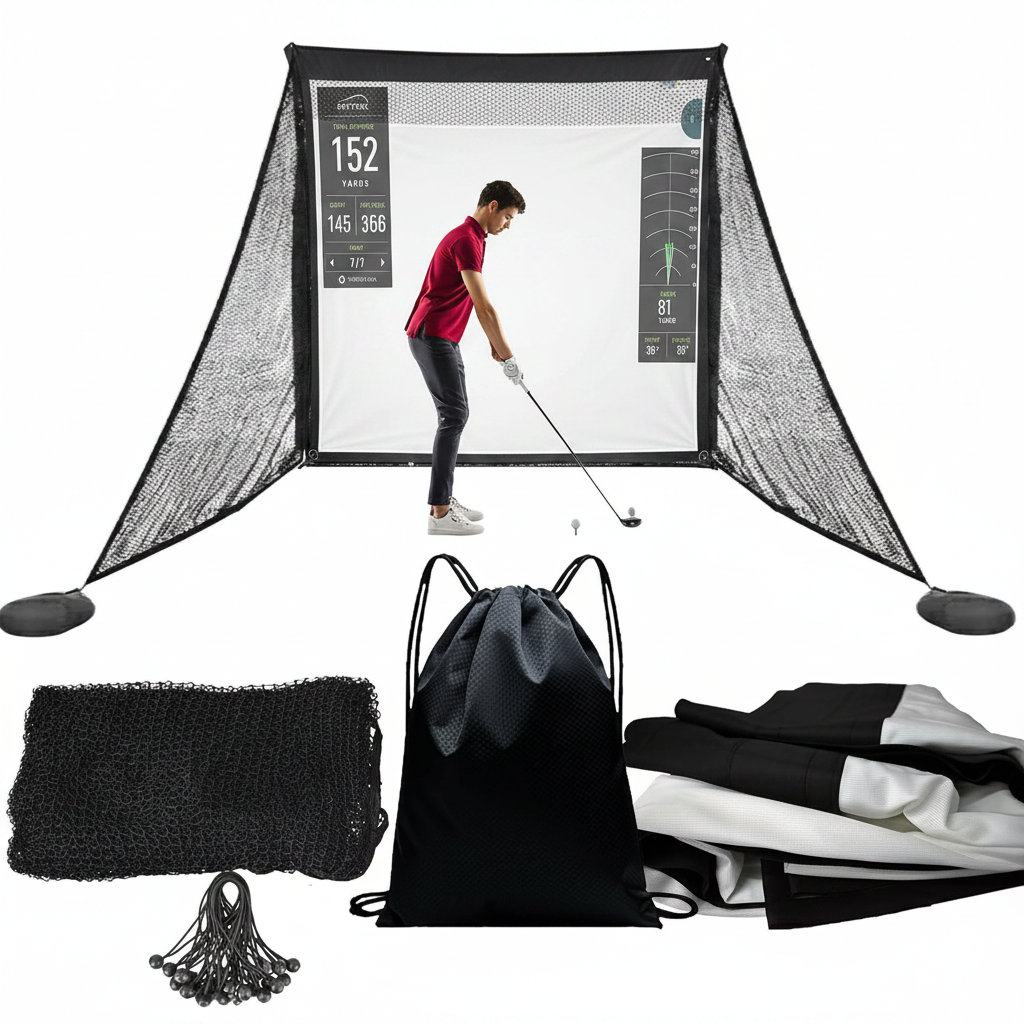 Golf Simulator Impact Screen with Black Double Layer Blackout Cloth Shank Side N